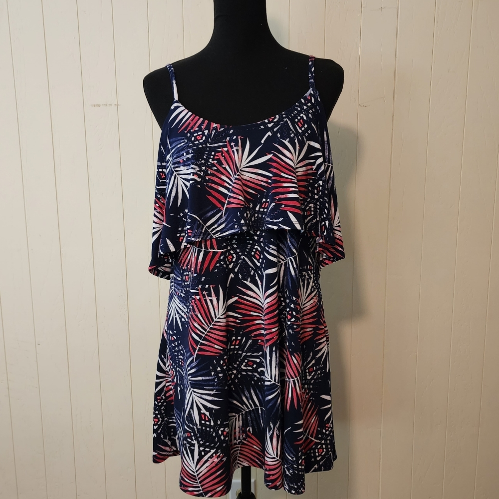 Express Palm Navy & Pink Dress